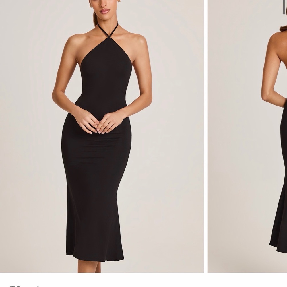Elegant Black Halter Neck Dress